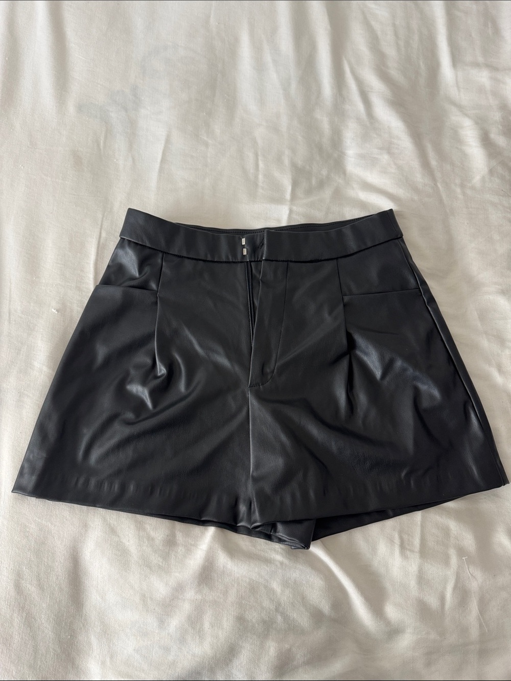 Zara Black Leather Womens Shorts